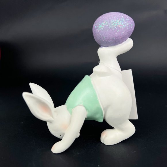 NEW Bath & Body Works Kicking Bunny Rabbit Easter GREEN 3-Wick Candle Topper Egg - Picture 5 of 7